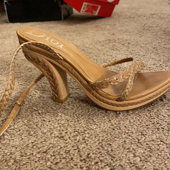 Dior Wooden/Leather Open-Toe Platform Sandals - Picture 4 of 8